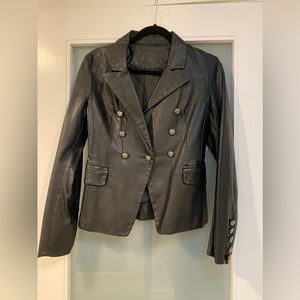 Faux Leather Blazer in Black size Small